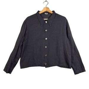 CP Shade Sausalito Black shirt women's Siz M button Up Long sleeve Rayon Top